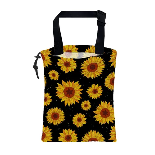 Vista 22 de Bolsa de basura para automóvil, diseño retro abstracto de flores groovy con cordón para colgar y bolsa de almacenamiento con hebilla ajustable, cubo