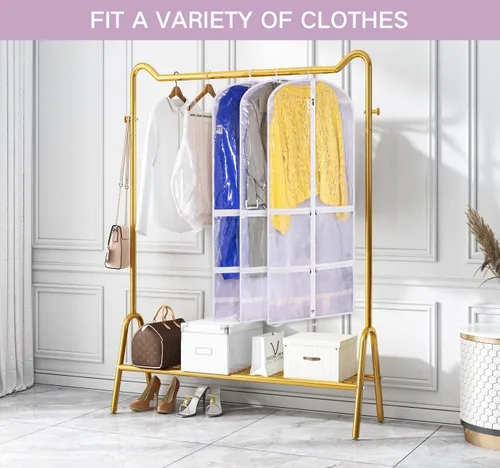 Vista 5 de SLEEPING LAMB Bolsa de ropa transparente para disfraz de baile para niños, funda de ropa colgante de 50 pulgadas para almacenamiento de armario