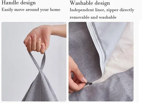 Vista 96 de NIBHZ Funda de hojaldre de pera sin relleno, de lino y algodón, con cojín de pera, puf, sofá perezoso, funda moldeable, verde, 27.6 x 31.5 in