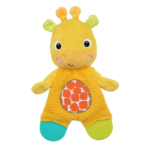 Vista 5 de Bright Starts Snuggle & Teethe - Juguete de peluche para dentición sin BPA con sonido crujiente para bebé - Elefante