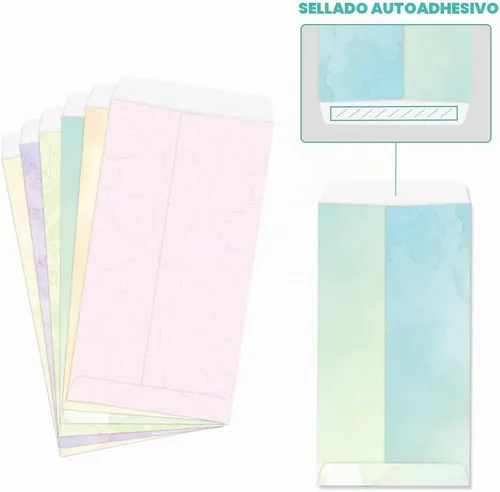Vista 3 de Paper Master - Juego de 12 sobres de letras Flora, juegos de papel de papelería para impresora, con una variedad de diseños y relieve automático