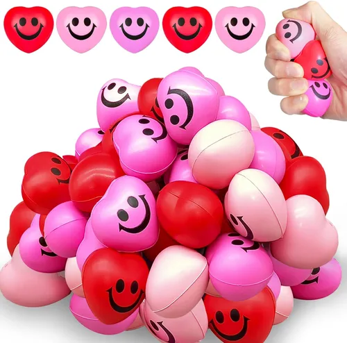 Vista 8 de 30 bolas de estrés para el día de San Valentín, mini bolas sonrientes para aliviar el estrés de 1.5 pulgadas, bolas sonrientes divertidas