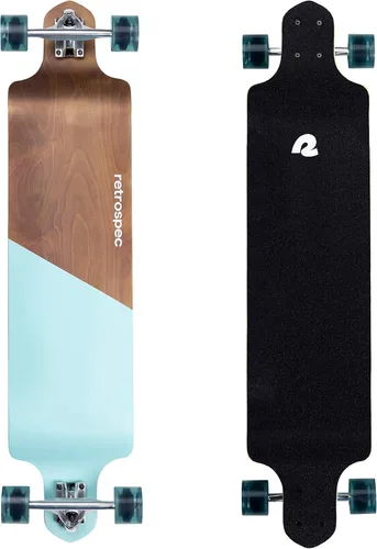 Retrospec Tidal Drop Down Longboard - 41" Extra Wide Stable Deck, 9-Ply Canadian Maple, ABEC-9 Bearings, 85A PU Wheels, Reverse Kingpin Trucks for
