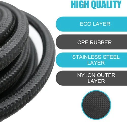 Vista 2 de Línea de combustible de 1/4 pulgadas, manguera de combustible 4AN, líneas de transmisión trenzadas de nailon de acero inoxidable de 10 pies