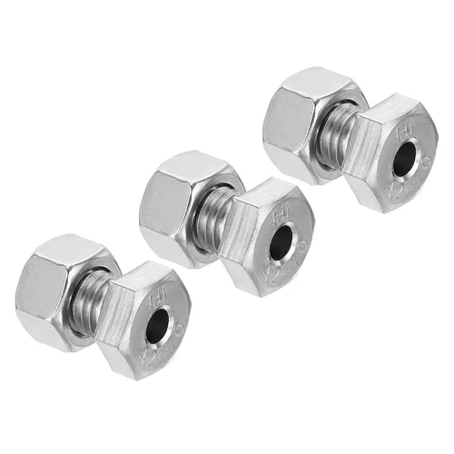 Vista 13 de PATIKIL Tornillo hexagonal externo hueco M12x20mm, 2 juegos de tornillos cilíndricos de rosca de lámpara a través del perno de agujero con tuerca