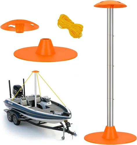 Vista 10 de Tuszom Sistemas de postes de soporte para cubierta de barco con cuerdas de polietileno anti-UV y base de ABS de 9 pulgadas, poste de soporte Azul