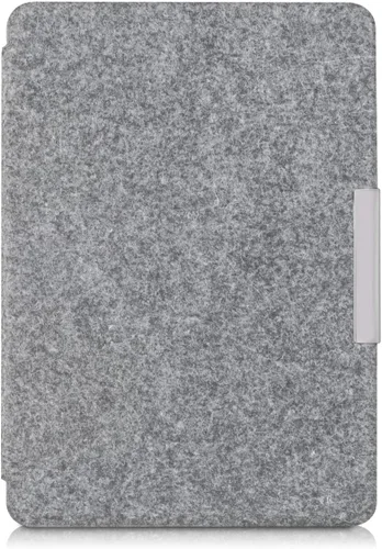 Vista 2 de kwmobile Funda compatible con Yaxa Kindle Paperwhite - Funda protectora de tela de fieltro estilo libro para lector electrónico