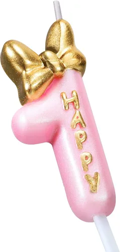 Nuanchu Vela Rosa Número 1 para Niña Feliz Cumpleaños Decoración Superior, para Pastel de Cumpleaños Repostería Celebración Reuniones Aniversario