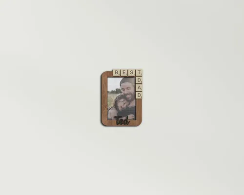 Vista 6 de Personalized Wooden Picture Frame for Fathers Day Best Dad Scrabble Tiles Customizable Name Holds 4x6 Vertical Photo 8x6 Frame 6 Color Options Gift