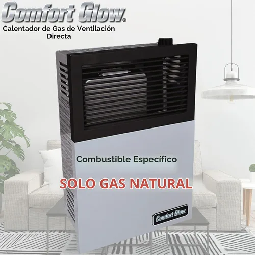 Vista 2 de Comfort Glow Calentador de pared de gas natural de ventilación directa de 8,000 BTU, encendido piezoeléctrico, calor de 280 pies cuadrados, piloto