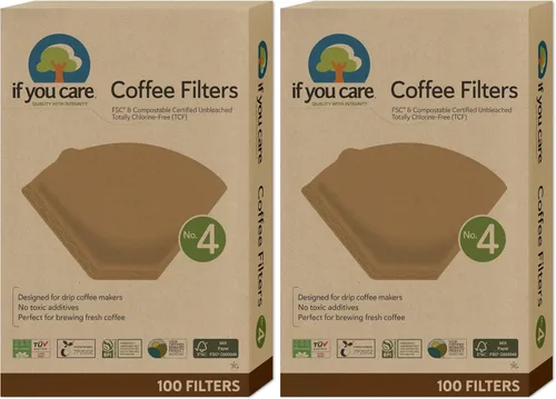 Vista 8 de If You Care Filtros de café compostables naturales sin blanquear en forma de cono # 4, 100 unidades (paquete de 1), sin cloro