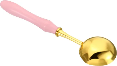 Vista 5 de PATIKIL Cuchara de sellado de cera de 4 pulgadas, 3 cucharas de fusión de sellado de cera de latón, mango largo vintage de madera para sello