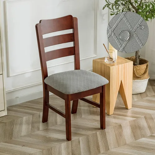 Vista 7 de Genina Fundas de asiento impermeables para sillas de comedor, fundas de sillas de comedor, fundas de sillas de cocina (gris, 6 piezas)