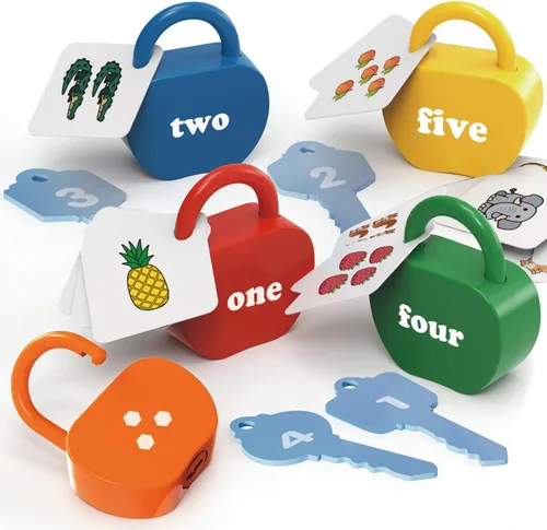 Juguetes Montessori para niños pequeños con cerradura y llave, juguetes de aprendizaje sensorial de causa y efecto para niños de 1, 2 y 3 años,