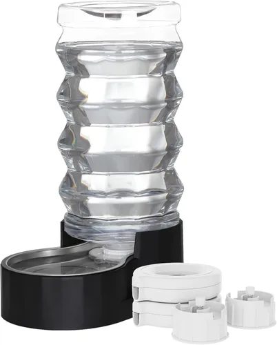 Vista 28 de RIZZARI Dispensador de agua grande para perros: 8L de gravedad elevada en negro, dispensador automático de acero inoxidable con cepillo