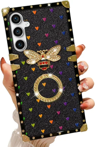 Vista 11 de nancheng for Samsung Galaxy S24 FE Case for Girls Women Stylish Luxury Bees Design Case with Ring Stand Holder + Strap Lanyard Shockproof Protection