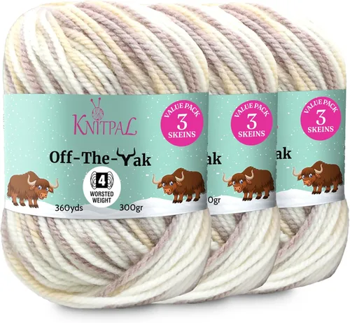 Vista 36 de Off-The-Yak - Hilo de lana para tejer, paquete de 3 (360 yardas/10.58 oz), patrones libres, hilo de mezcla acrílica de lana para tejer, peso #4