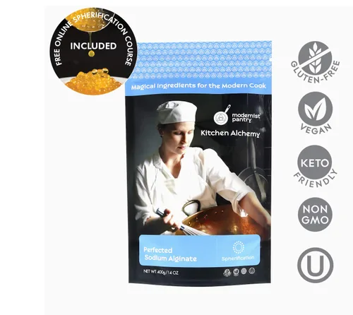Vista 2 de Alginato de sodio perfeccionado sin OMG vegano OU Kosher certificado - 400 g/14 oz