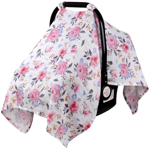 Vista 10 de Rquite Cubierta para Asiento de Coche, Toldo de Asiento de Coche de Algodón Muselina, Portabebés Transpirable, Protector Solar de Carrito de Verano