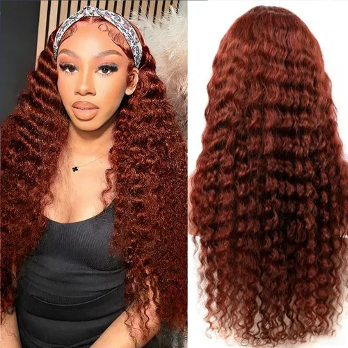 Vista 38 de XSY: Peluca de diadema de cabello humano de onda profunda sin pegamento, sin encaje frontal, peluca de diadema rizada, lista para usar y llevar