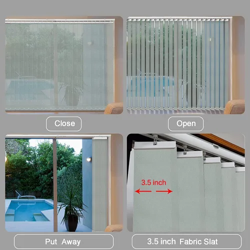 Vista 4 de LETAU Persianas verticales transparentes sin cordones, ajuste de luz, reducen el deslumbramiento solar, protección UV, persianas moradas para puerta