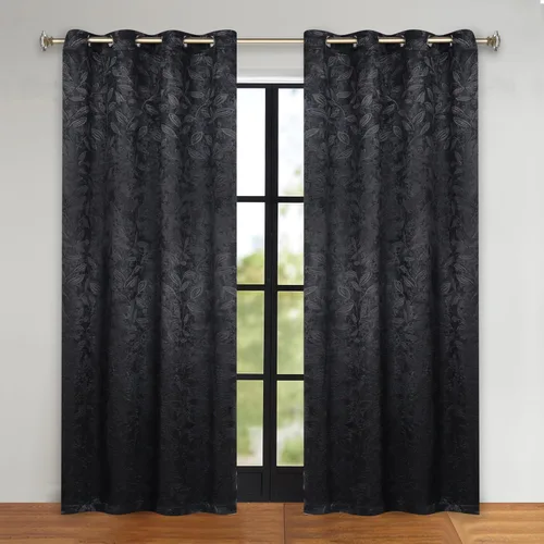 Vista 184 de Superior Cortinas opacas, oscurecimiento de la habitación para dormitorio, bloqueo solar, térmicas, cortinas bohemias modernas, colección de hojas