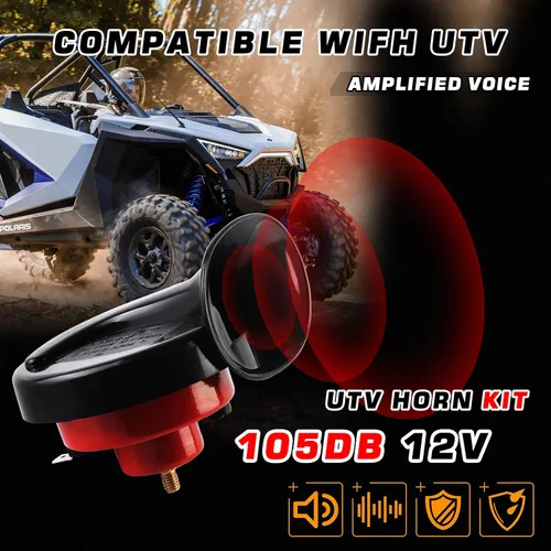 Vista 2 de Kit de bocina ruidosa UTV, kit de bocina RZR con interruptor basculante de 12 V para Polaris RZR Ranger, PRO XP, Can Am, hasta 2021