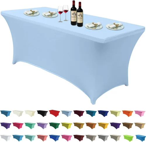 Vista 18 de ABCCANOPY - Funda de mesa de spandex elástica de 4 pies, mantel ajustado y resistente a arrugas, reutilizable para mesas plegables rectangulares