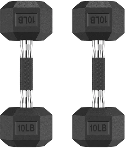 Vista 24 de HANDBODE Juego de 2 mancuernas hexagonales de 2.5 a 65 libras con revestimiento de goma, mancuernas para ejercicio y fitness, peso de mano