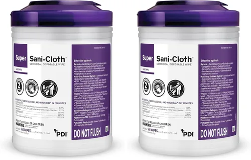 Vista 8 de PDI -Q55172 Desinfectante profesional de superficies desechables Super Sani-Cloth Wipes, 160 unidades - Morado