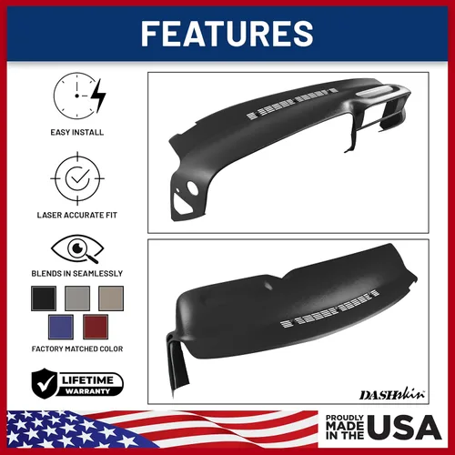 Vista 5 de DashSkin Funda de tablero de plástico moldeado compatible con C1500 K1500 Tahoe Suburban Yukon 1997-2000 y 1997-2000 Escalade en negro - Fabricado