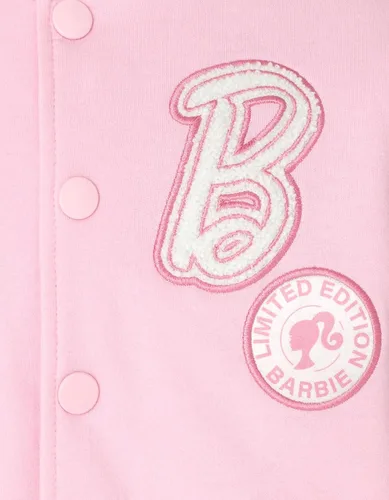 Vista 4 de Barbie Chaqueta bomber Varsity de felpa francesa para niñas pequeñas a grandes