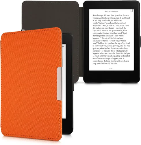 Vista 8 de kwmobile Funda compatible con Yaxa Kindle Paperwhite - Funda protectora de nailon para lector electrónico - Antracita