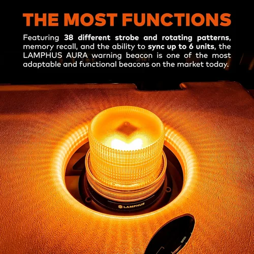 Vista 3 de Mini-Aura 4" 12V - 24V 4W Luz de baliza LED ÁMBAR de advertencia estroboscópica [Clase SAE 3] Montaje magnético o permanente Cúpula baja redonda