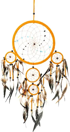 Vista 3 de OMA Atrapasueños arcoíris para colgar en la pared con piedras de ojo de tigre y plumas, atrapasueños tradicional de chakra arco iris, decoración