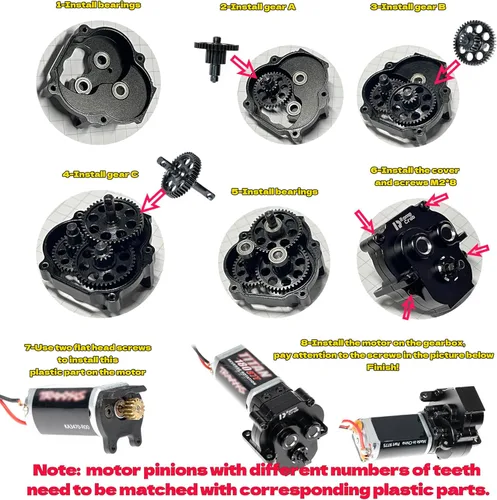 Vista 7 de RampCrab Juego de caja de cambios de transmisión de aluminio, rango bajo (Crawl) 27.6: 1 relación de reducción para TRX4M, caja de metal, engranaje