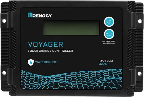 Vista 2 de Renogy Paquete de controlador de carga solar Voyager 20A 12V/24V con sensor de temperatura de batería