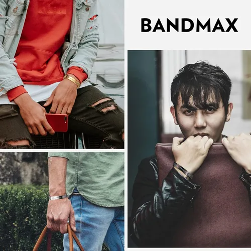 Vista 2 de Bandmax Pulsera de alerta médica de acero inoxidable personalizada con identificación de emergencia elástica para diabéticos, joyería de alerta