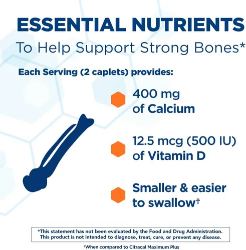 Vista 2 de Citracal Petites, altamente solubles, fáciles de digerir, 400 mg de citrato de calcio con 500 UI de vitamina D3, suplemento de salud ósea