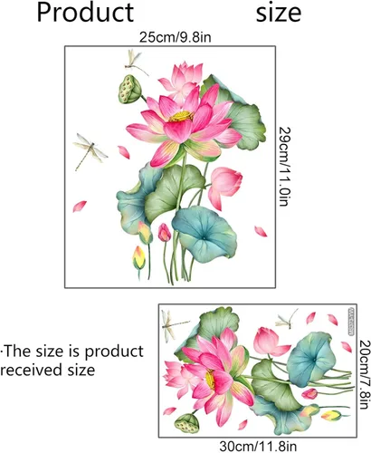 Vista 2 de BIBITIME Adhesivos para cubierta de asiento de baño, diseño de libélula, flor de loto, vinilo para tapa de inodoro (7.87 x 11.81 pulgadas)