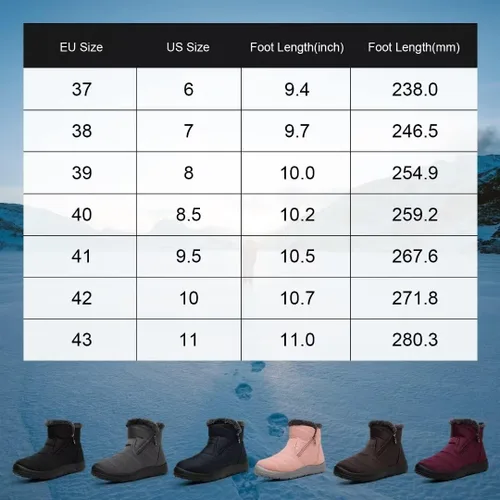 Vista 2 de Cheval Winter Snow Zip Up Boots for Women, Fur Lined Warm Ankle Booties, Outdoor Anti-slip Waterproof Comfortable Short Boot, Botas De Invierno Para