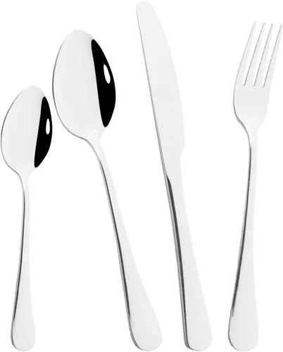 Vista 11 de JASHII Juego de cubiertos de acero inoxidable de 4 piezas, incluye cuchillo, tenedor, cuchara, cuchara de café, pulido con espejo, apto para negro