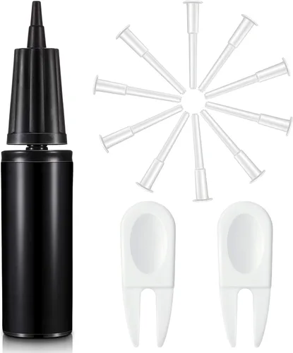 Skylety Juego de bomba de mano de bola de ejercicio negra, 13 piezas, bomba infladora de pelota de yoga con 2 quitaenchufes y 10 tapones de aire,