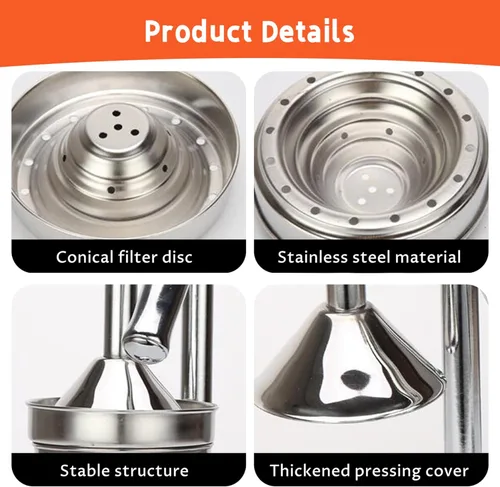 Vista 4 de Juicer Hand Press Stainless Steel Manual Juicers Effortless Fruit Squeezer for Oranges, Citrus, Lemon More