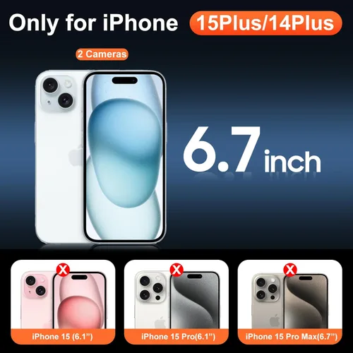 Vista 2 de Temdan Funda para iPhone 15 Plus y iPhone 14 Plus Transparente con Protector de Pantalla, Compatible con Magsafe, Protección de Grado Militar, Funda