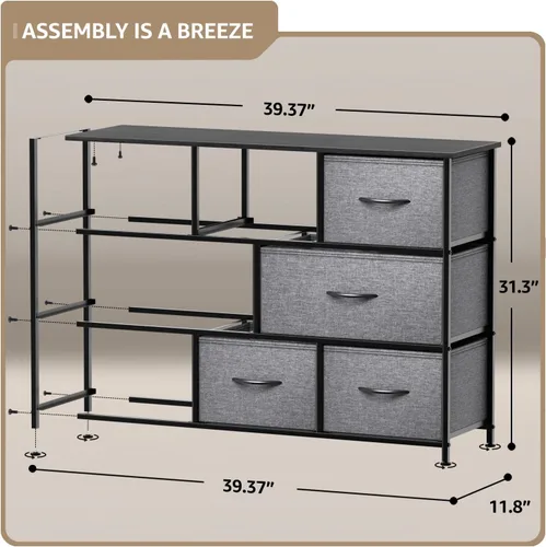 Vista 124 de Sorbus Cómoda con 8 cajones - Mueble para almacenar ropa para niño, para dormitorio, pasillo, clóset, oficina – Marco de acero, parte superior