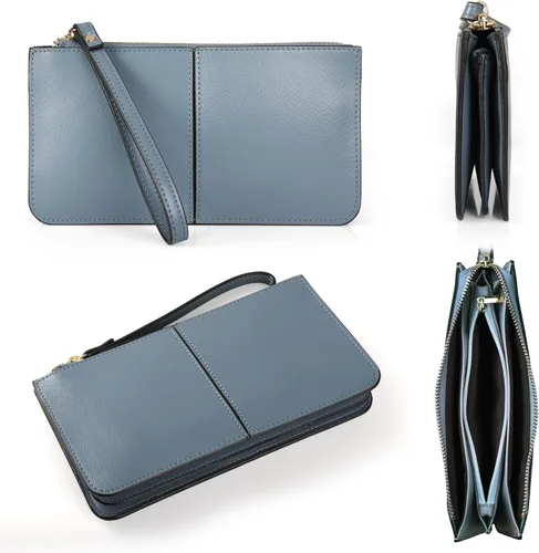 Vista 6 de Befen - Bolso clutch de mano de cuero con correa para teléfono celular, organizador de tarjetas