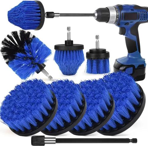 Vista 13 de Juego de accesorios de cepillo de taladro, paquete de 7 cepillos de limpieza eléctrica de 1/4 pulgadas + varilla larga extendida, accesorio