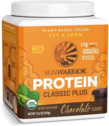 Proteína vegana limpia en polvo sabor chocolate | Fórmula de proteína orgánica a base de plantas con 5 superalimentos germinados y fermentados | Sin
