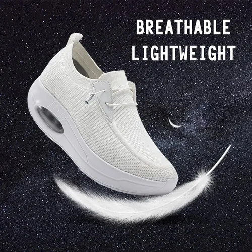 Vista 2 de Women's Orthopedic Slip-On Walking Shoes Mesh Platform Sneakers with Rocker Bottom, Non-Slip Lightweight Loafers for Nurses & Standing Work